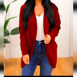 Like Love NWOT Burgandy Cardigan Large